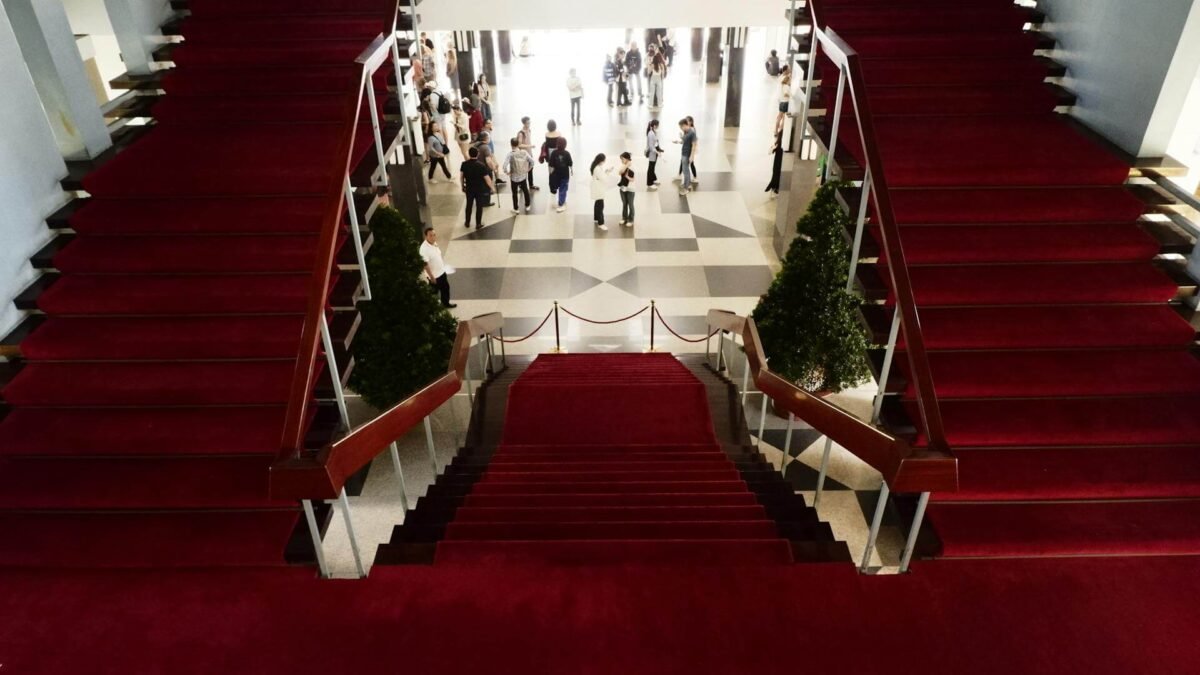 Red carpet stairs within cinema
